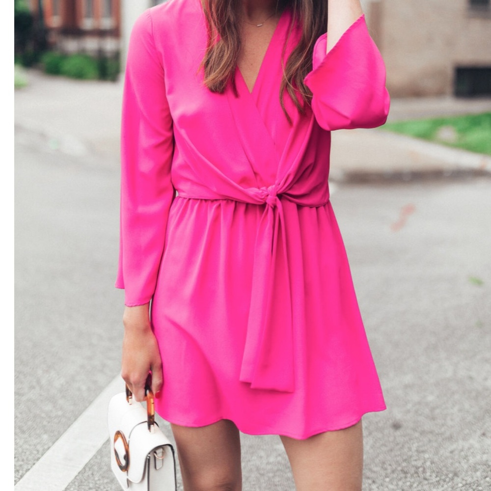 TopShop pink mini wrap style dress